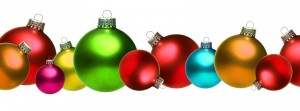 Colored christmas glass balls isolated on white