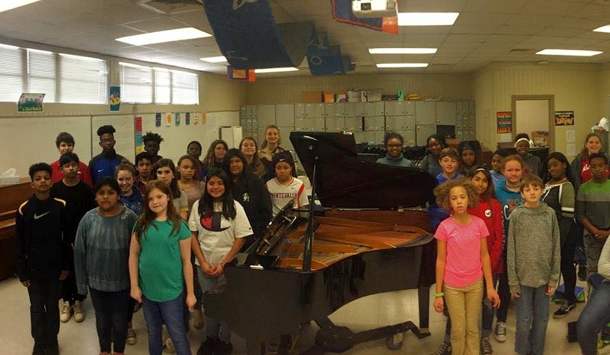 Montevallo Middle School Students with grand piano