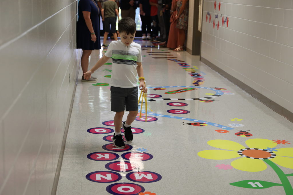 student walking down MES sensory path photo